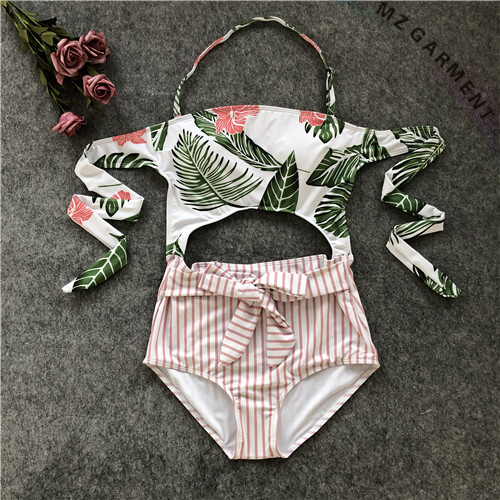 One Piece Swimsuits, Halterneck, Strap-back, Pinstripe, Custom Design