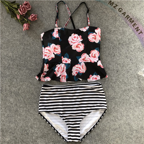 Cute Bathing Suits, Flowers Printed, Adjustable Shoulder Straps