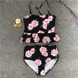 Cute Bathing Suits, Flowers Printed, Adjustable Shoulder Straps