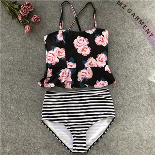 Cute Bathing Suits, Flowers Printed, Adjustable Shoulder Straps