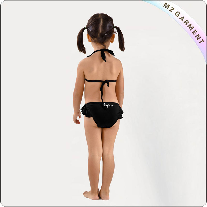 Kids Black Athletic Bra Bikini Set