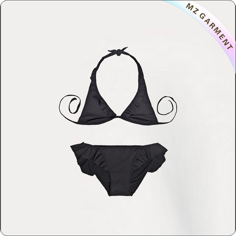 Kids Black Athletic Bra Bikini Set