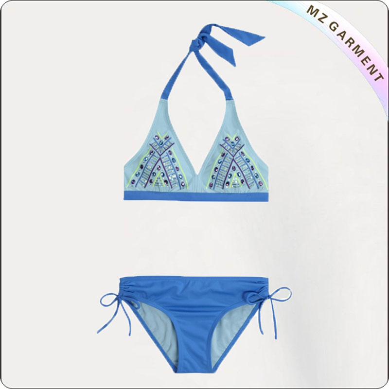 Kids Blue Bikini with Pearl
