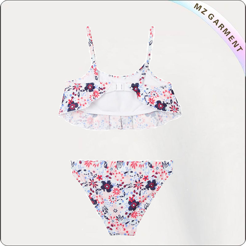 Kids Navy Floral Print Bikini