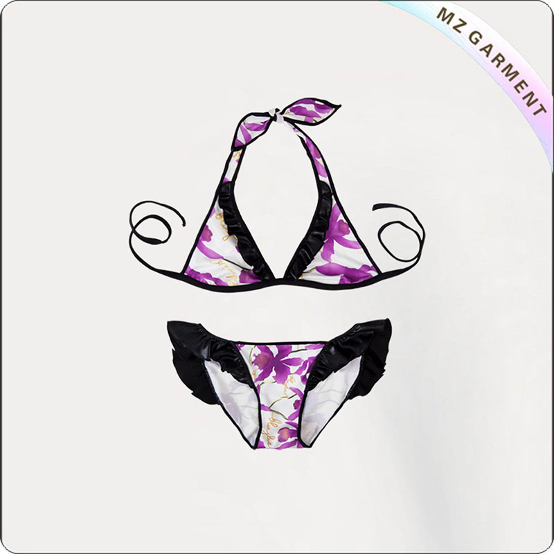 Kids Purple Floral Print Bikini