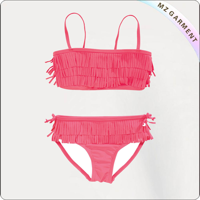 Kids Red Tassel Girl's Bikini