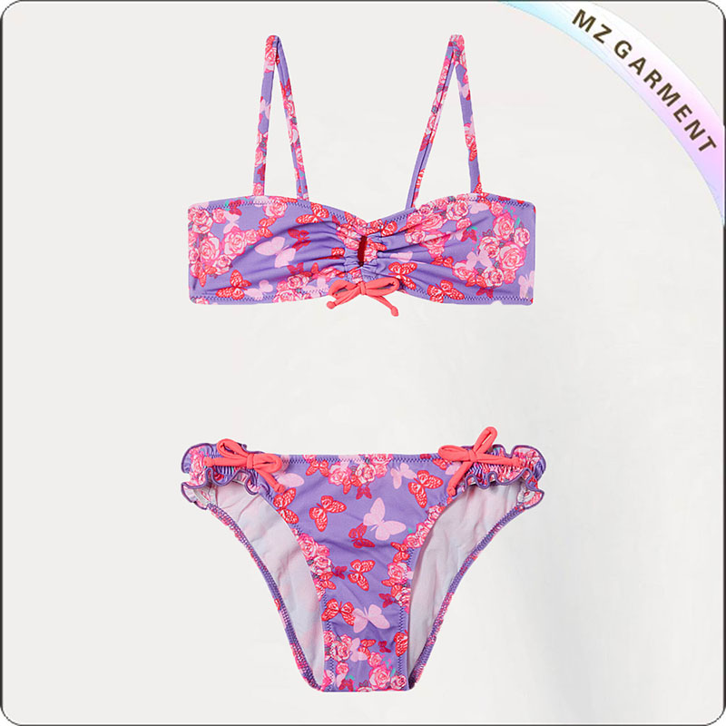 Kids Skulls & Roses Printed Bikini