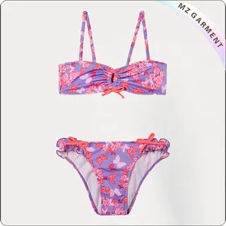 Kids Skulls & Roses Printed Bikini