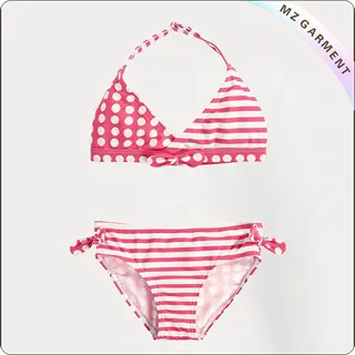 Kids Red Striped Girl's Bikini