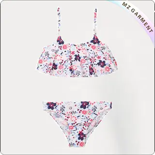 Kids Navy Floral Print Bikini
