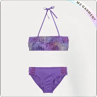Kids Purple Tassels Bikini
