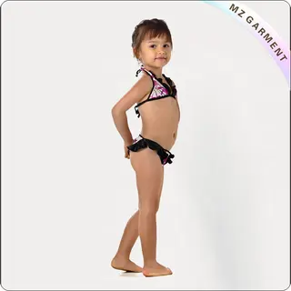 Kids Purple Floral Print Bikini