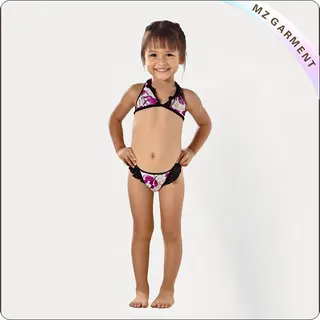 Kids Purple Floral Print Bikini