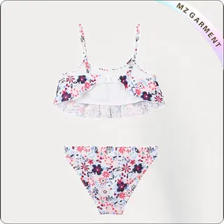 Kids Navy Floral Print Bikini