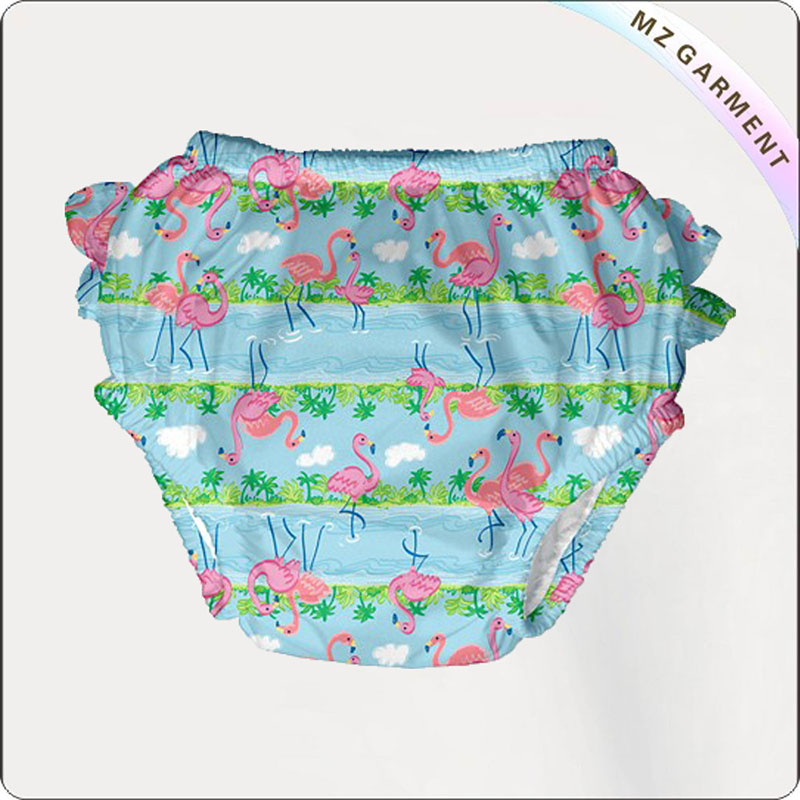 Baby Girl Aqua Blue Flamingo Reusable Swim Diaper