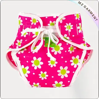 Baby Girl Fuschia Daisies Swim Diaper