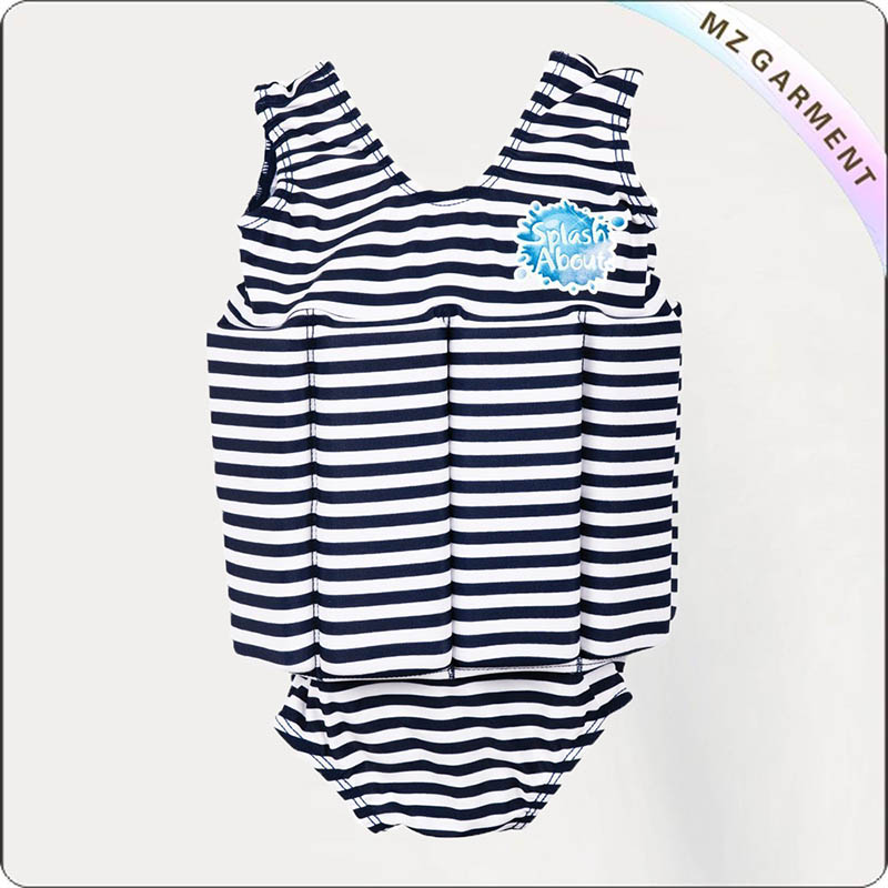 Navy With White Striped Floating Swimwear