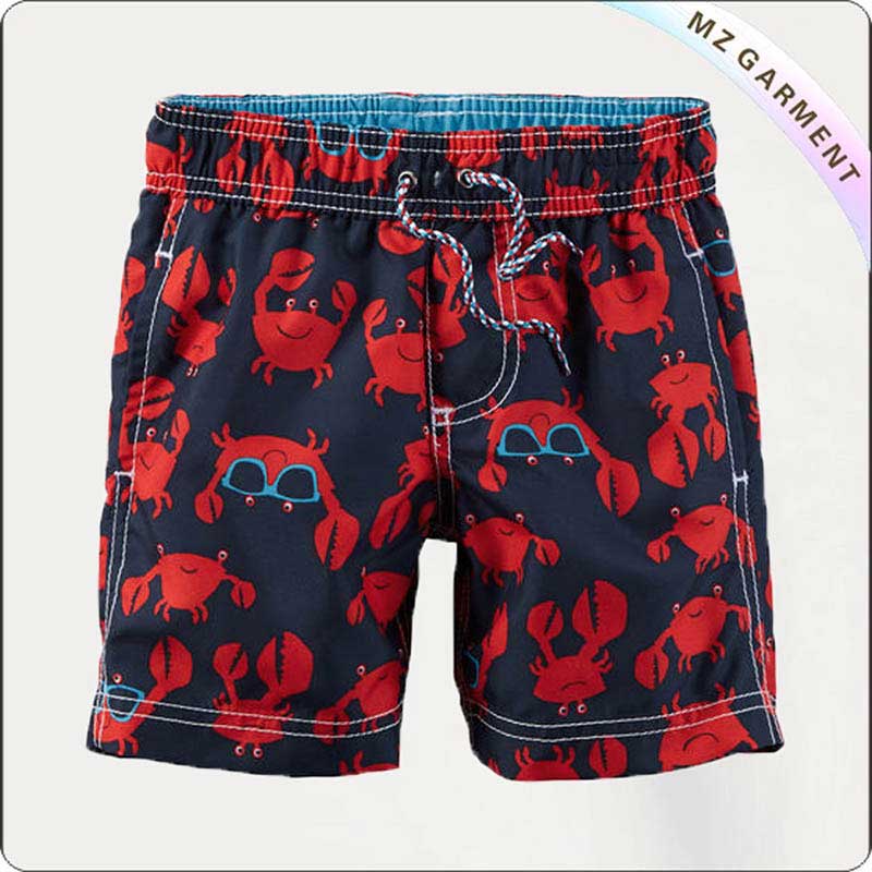 Boys' Crab Print Board Shorts