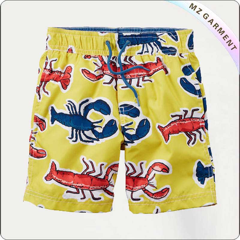 Boys' Lobster Print Board Shorts