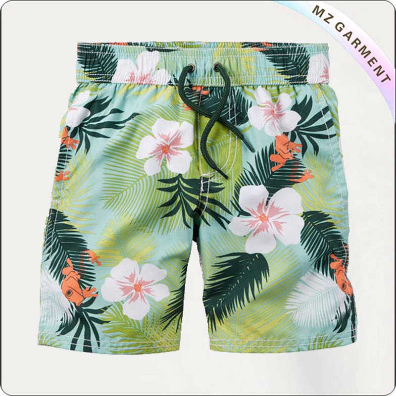 Boys' Tropical Blossom Print Board Shorts