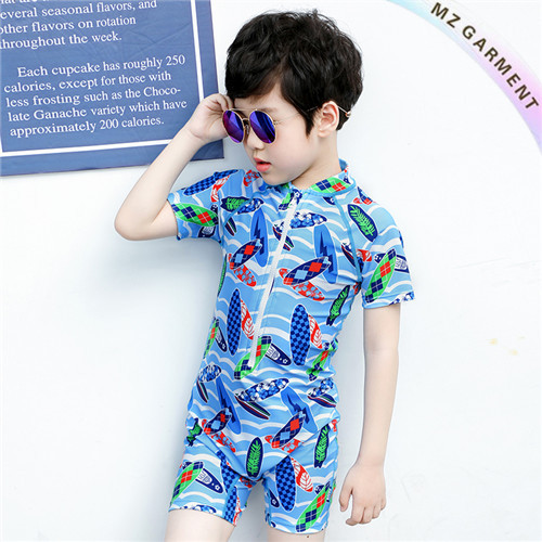 Boy's One Piece Sun Suit, Nylon & Spandex, Short Sleeve, Custom