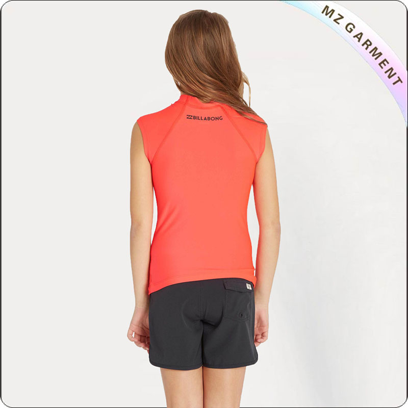 Girls' Red Short Sleeve Sun Protective Wear