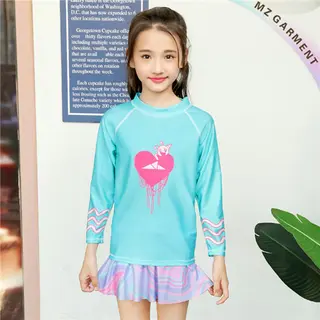 Rash Guard Swim Skirt, Long Sleeve, Custom Printing, UPF 50+