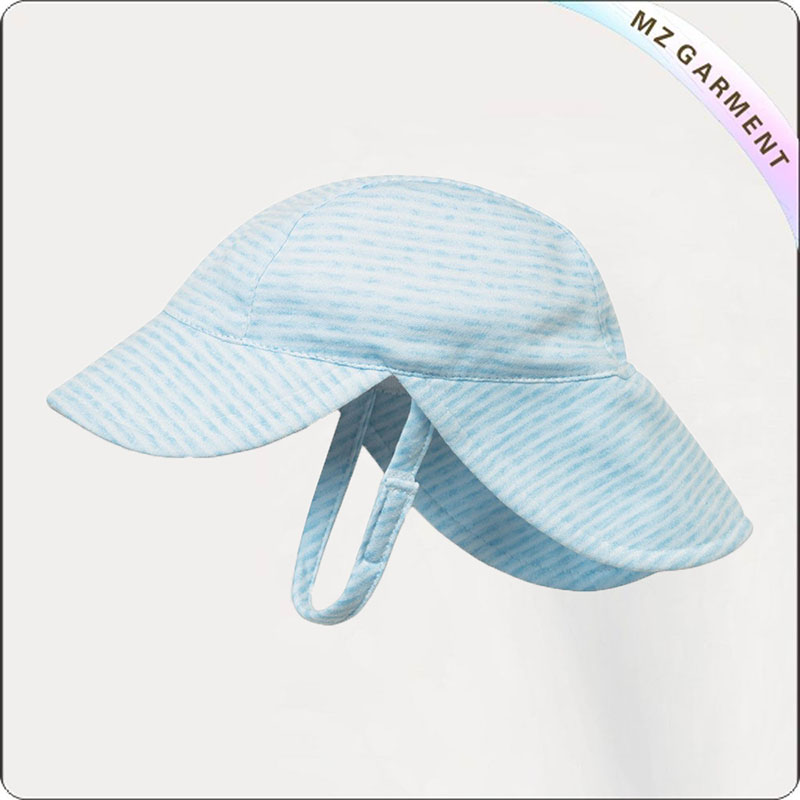 Baby Blue Striped Face Protective Sunhat