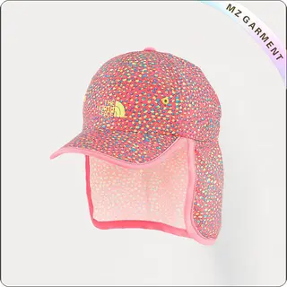 Kids Pink Mix Flap Sunhat
