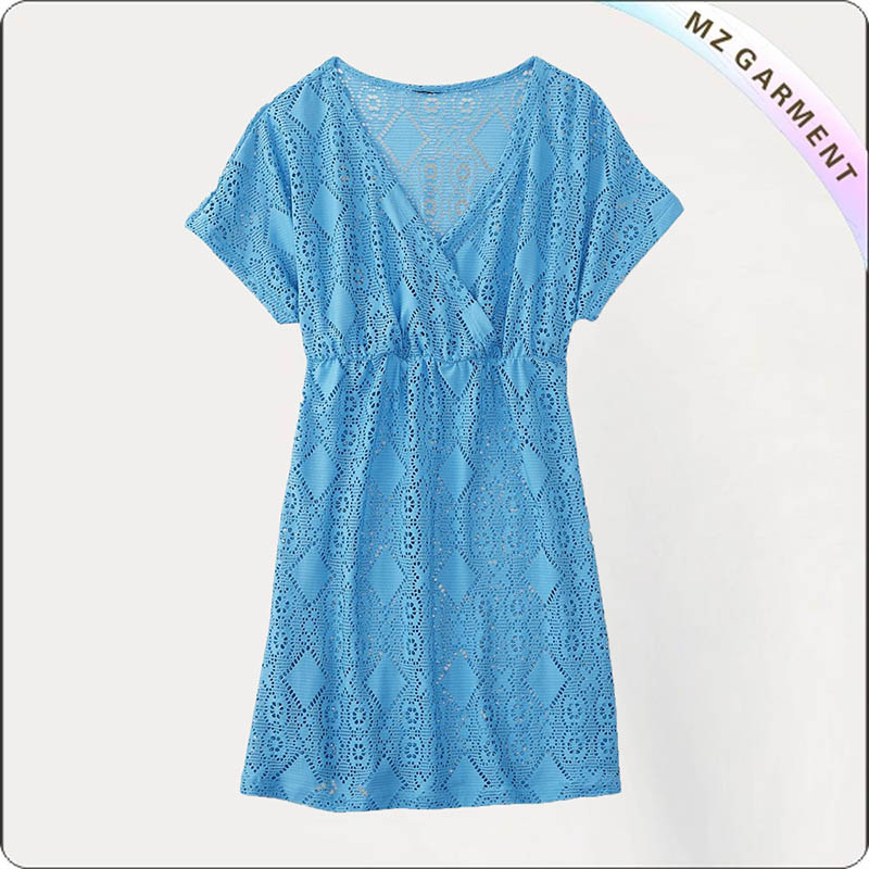 Blue Lace Cut Cover Up Dress