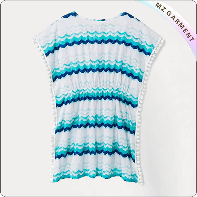Blue Stripped Swimming Cover Up Dress