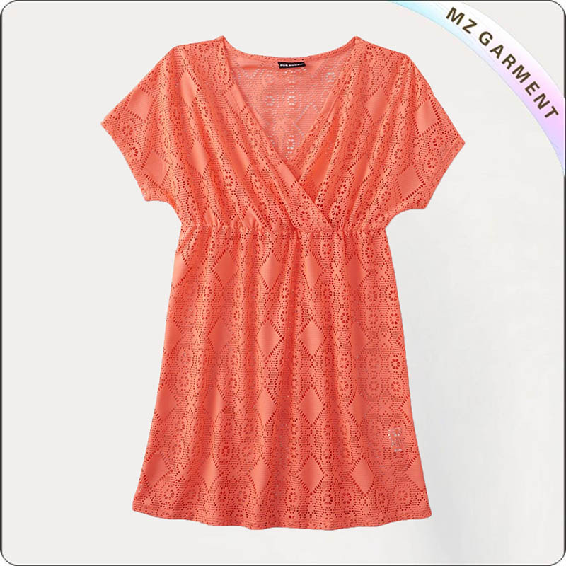 Orange Lace Cut Cover Up Dress