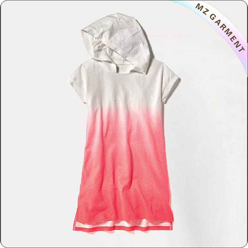 Red Hooded Knit Swimming Cover Up Dress