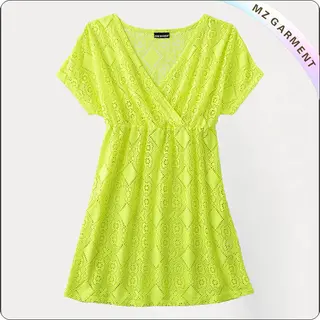 Yellow Lace Cut Cover Up Dress