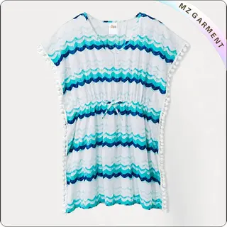 Blue Stripped Swimming Cover Up Dress