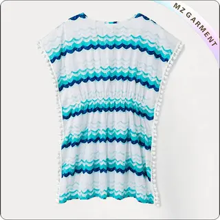 Blue Stripped Swimming Cover Up Dress