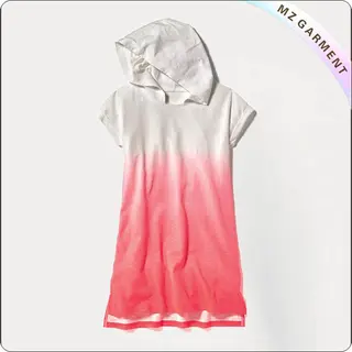 Red Hooded Knit Swimming Cover Up Dress