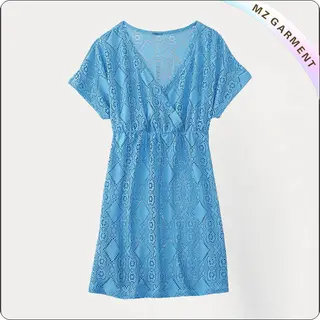 Blue Lace Cut Cover Up Dress