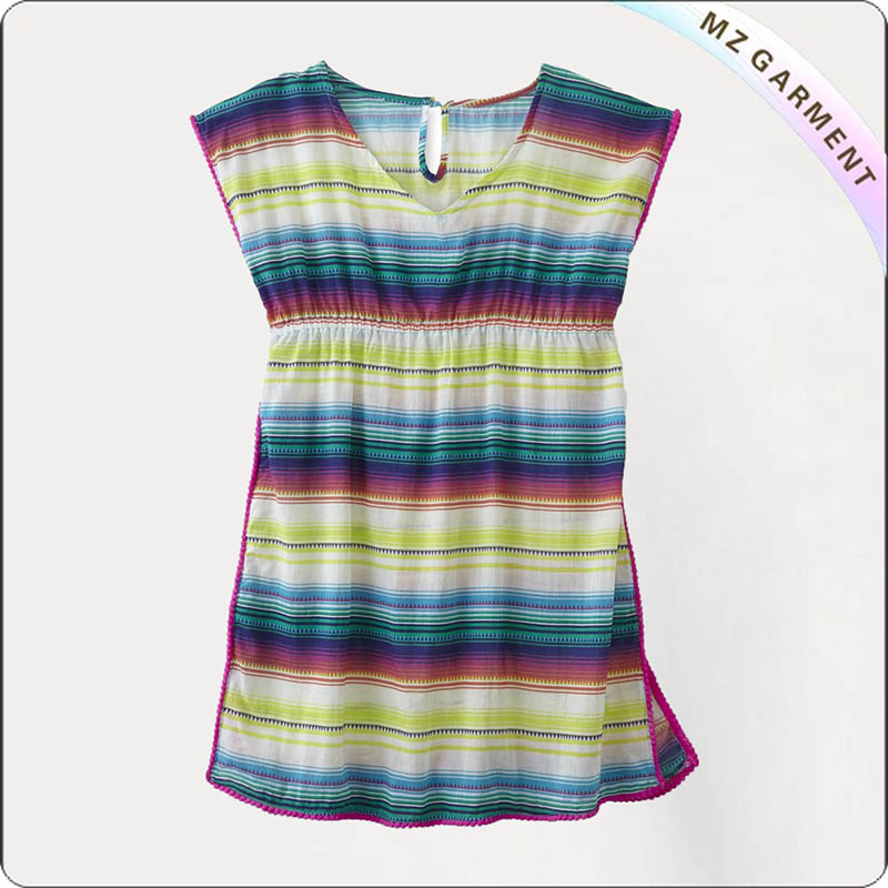 Stripped Swimsuit Cover Up Dress