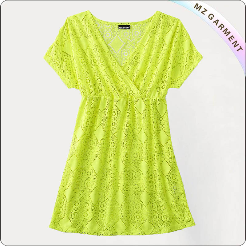 Yellow Lace Cut Cover Up Dress