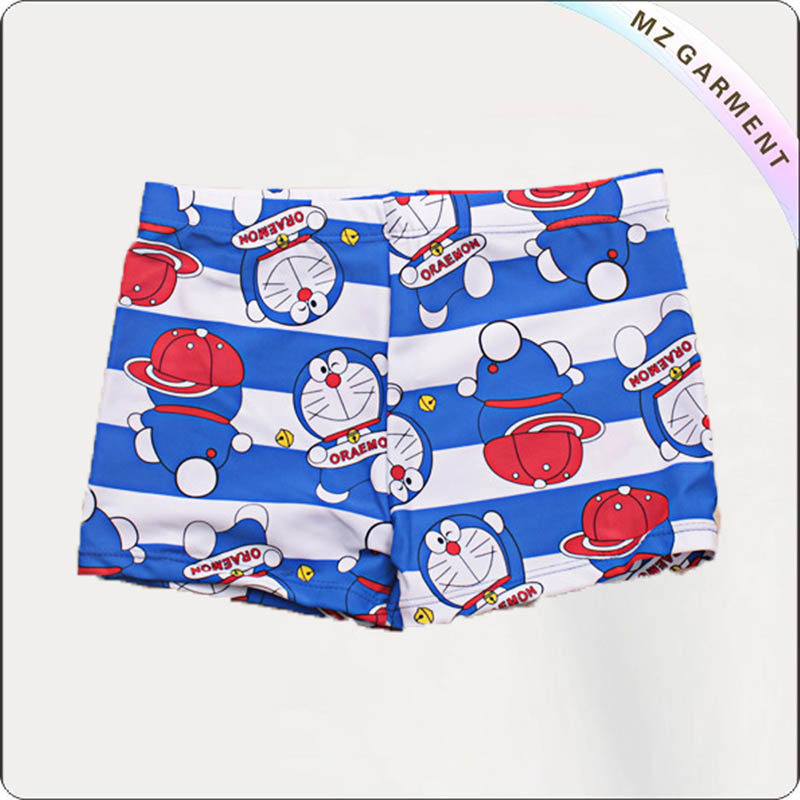 Boys' Dark Blue Cartoon Swimming Pants