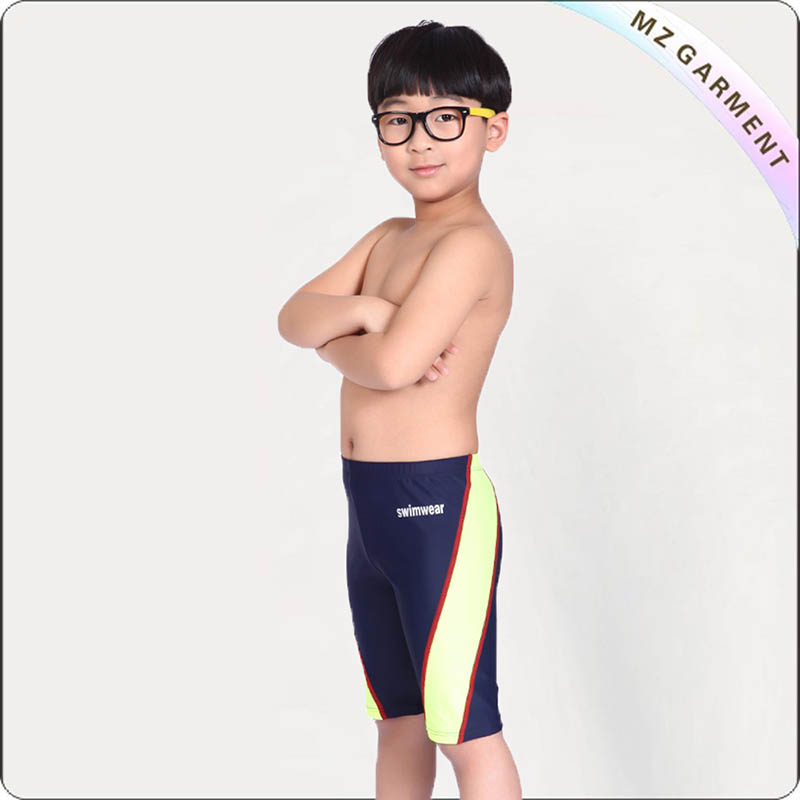 Boys' Dark Blue & Yellow Swimming Pants