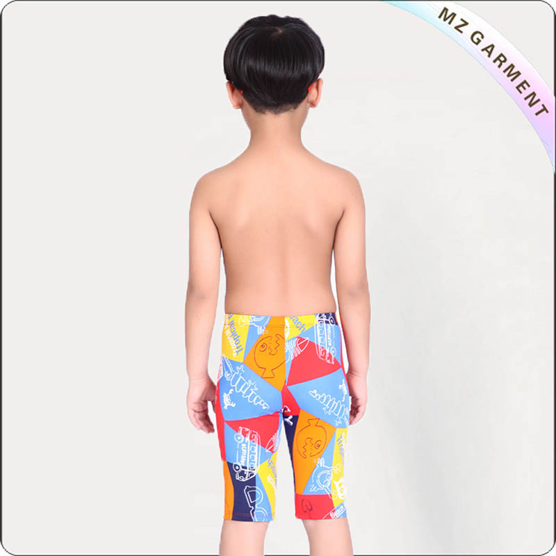 Boys' Printed Fish Long Swimming Pants