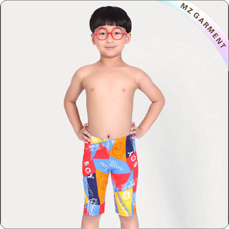 Boys' Printed Fish Long Swimming Pants