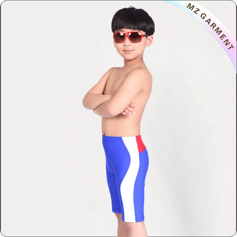 Boys' White Strip Swimming Pants