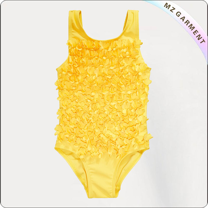 Girls' 3D Flowers Swimsuit