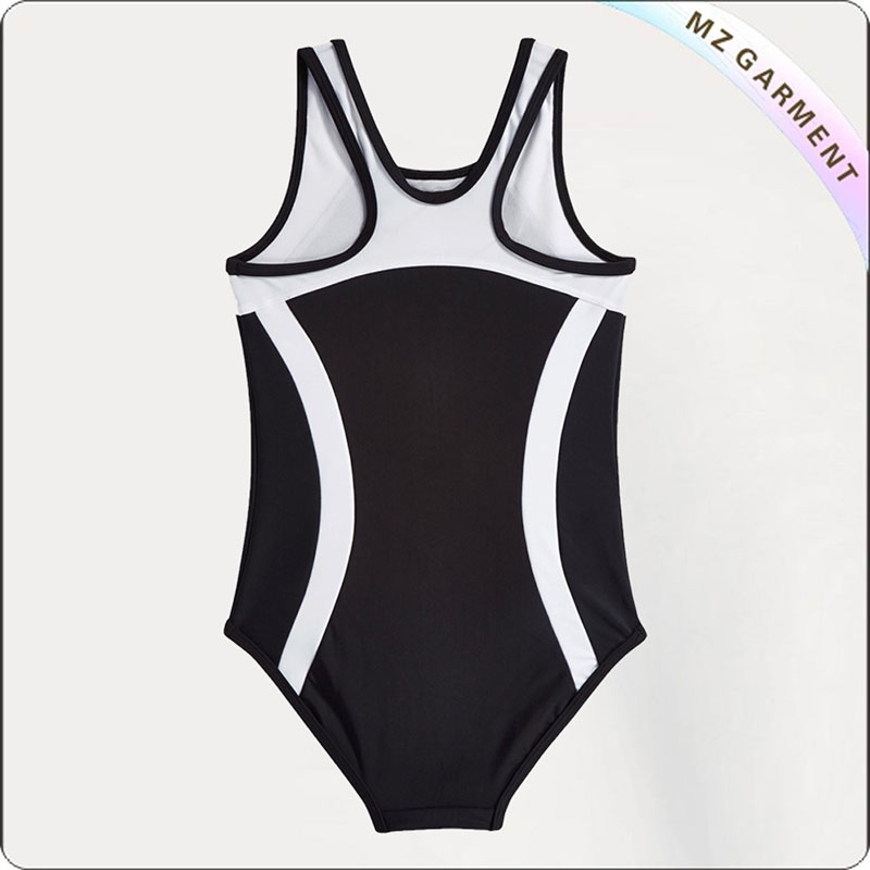 Girls' Black & White Swimsuit