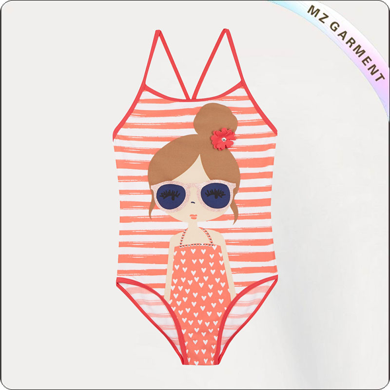 Girls' Fashionable Cartoon Swimsuit