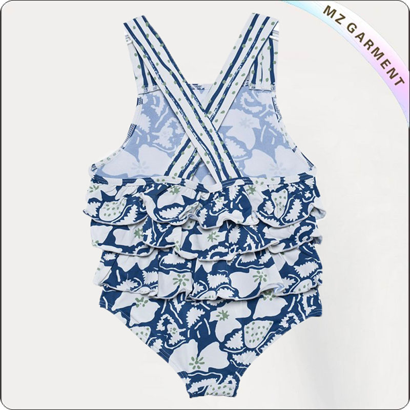 Girls' Navy Strawberry Swimsuit