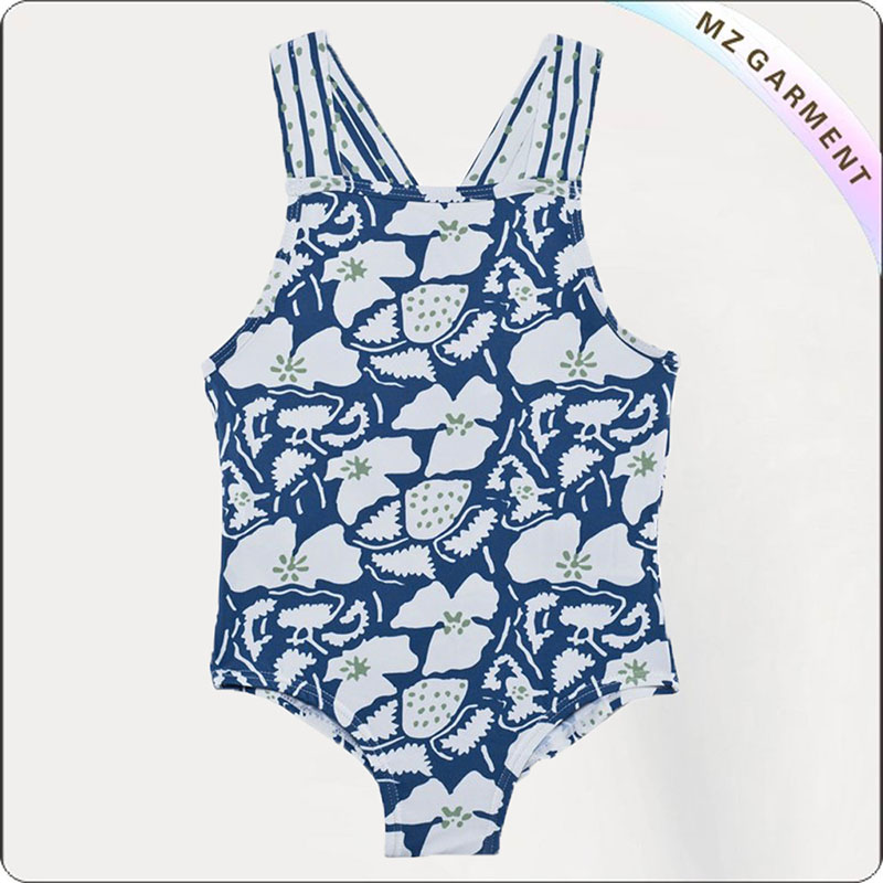 Girls' Navy Strawberry Swimsuit